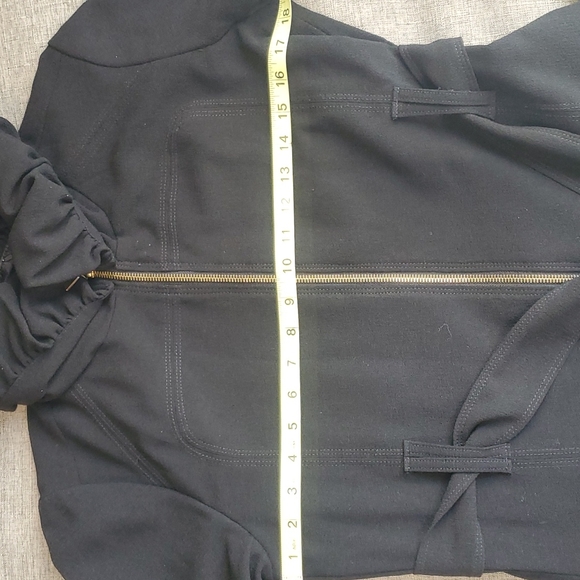 C2 Studio ruffled collar long black jacket - Picture 11 of 13